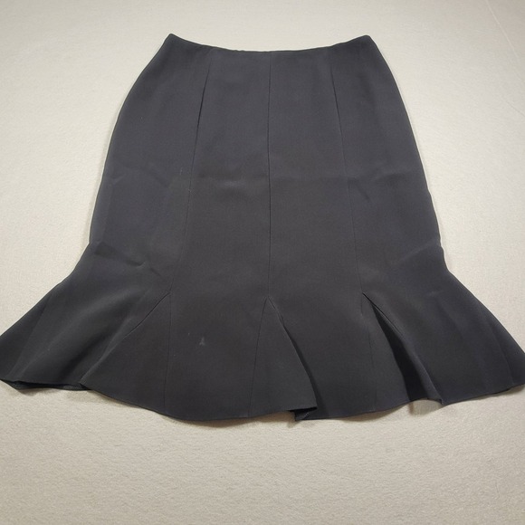 Vintage Talbots Pure Silk Black Skirt Women's Size 8 Trumpet Flared Hem Lined - Picture 1 of 9